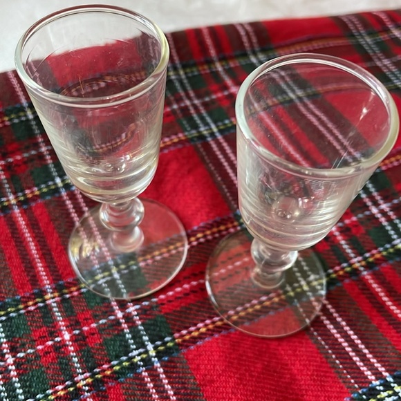 VTG MCM clear glass cordials footed glasses set of 2 - Picture 3 of 6